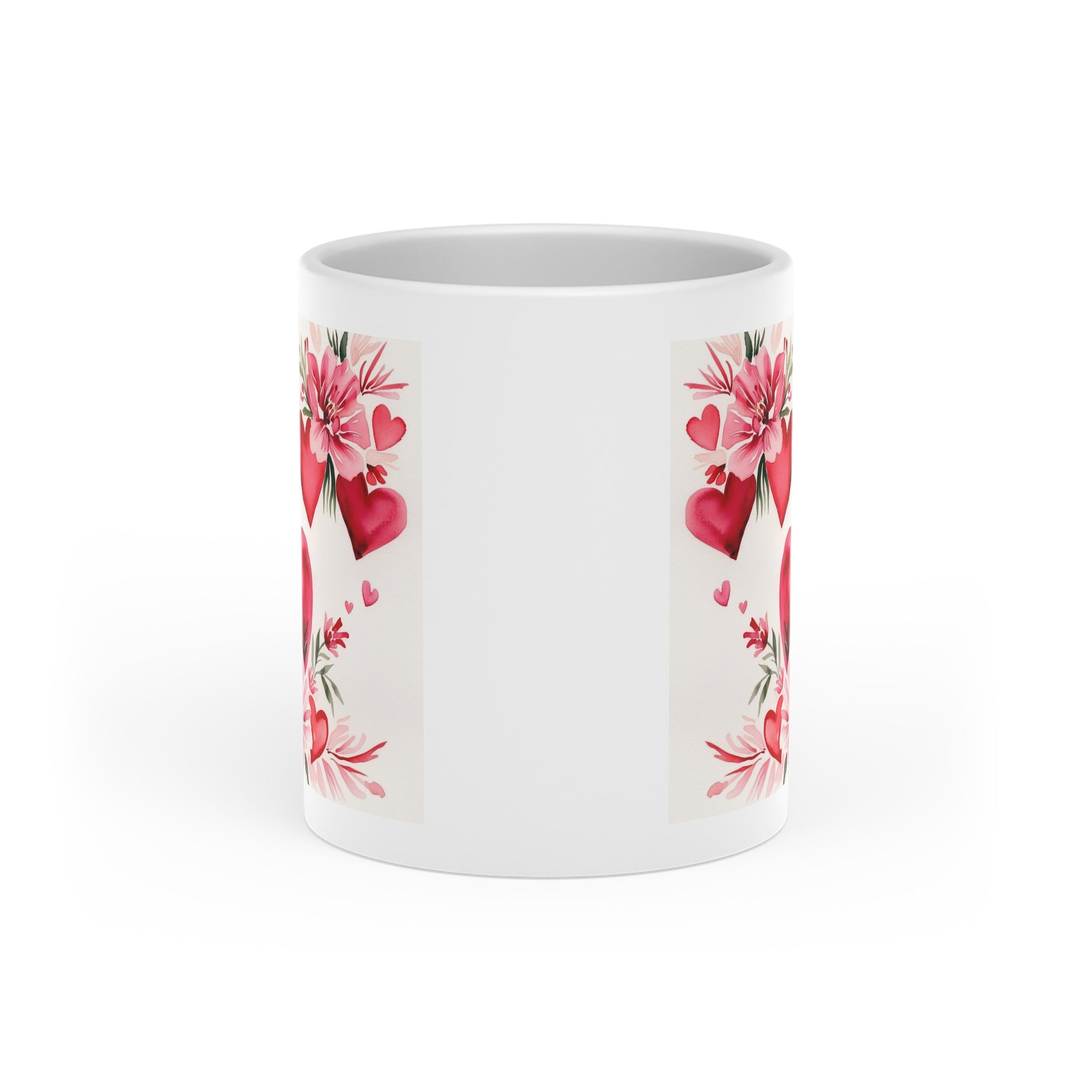 Heart-shaped ceramic mug with elegant floral design. Ideal Valentine's Day or romantic gift. Premium quality, beautiful presentation. Order today!