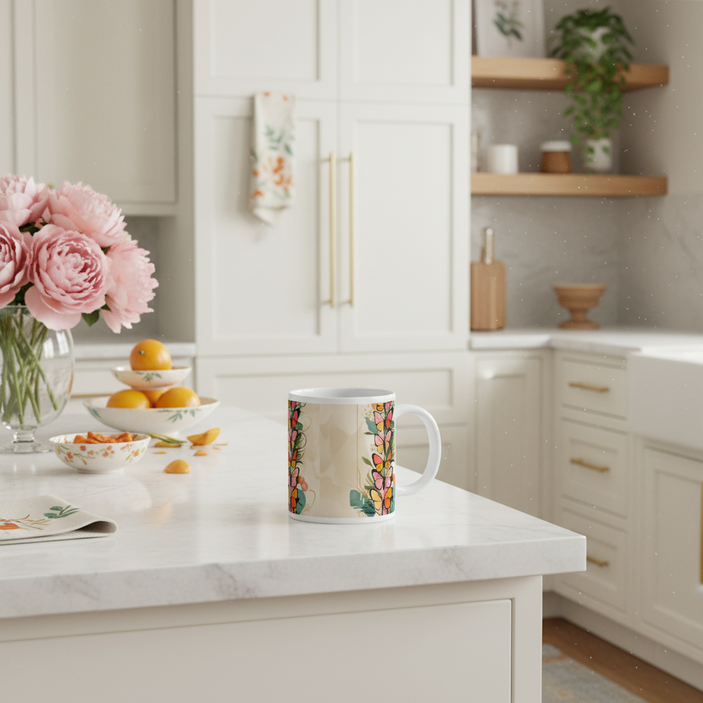 20oz butterflies mug in kitchen