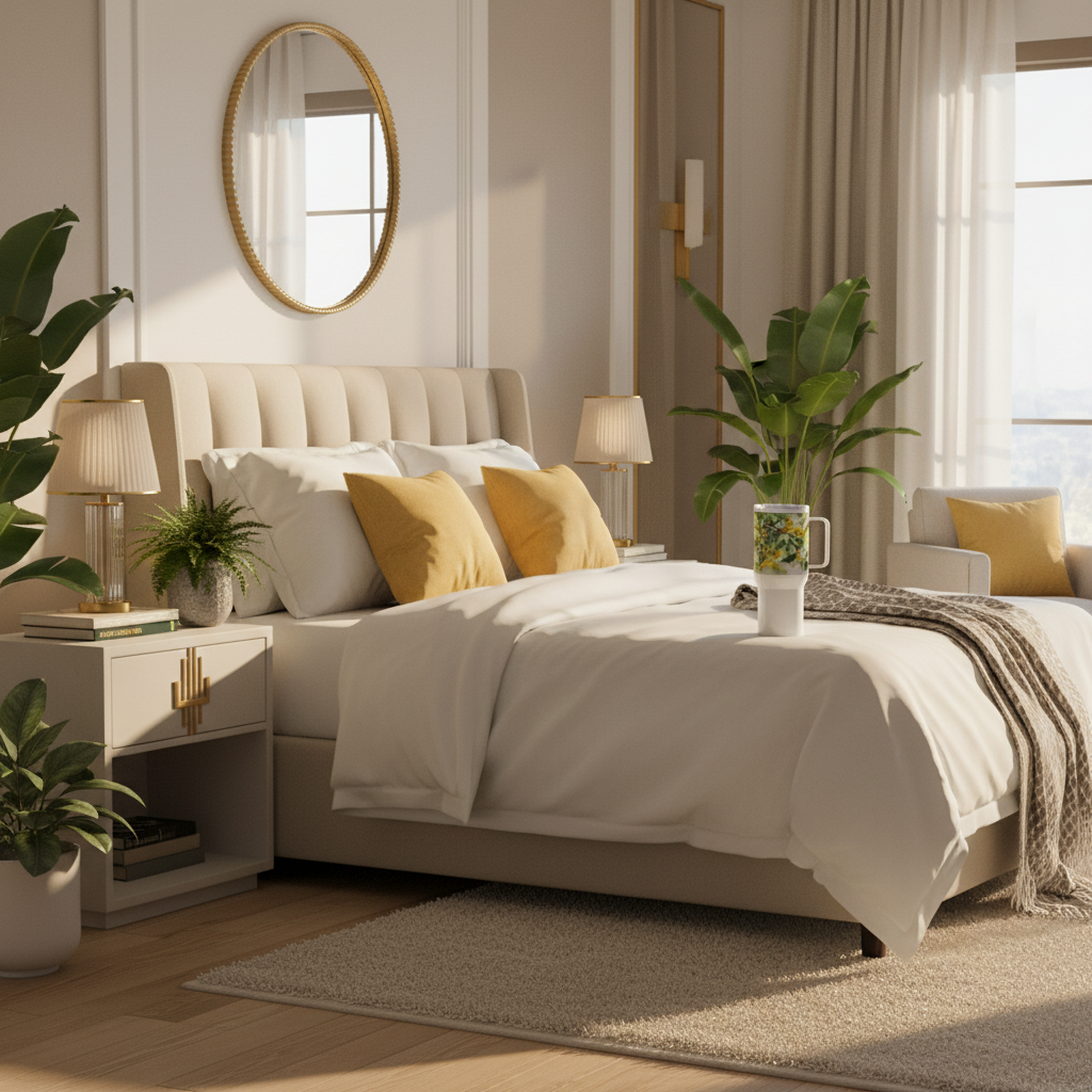 25oz citrus mug in bedroom