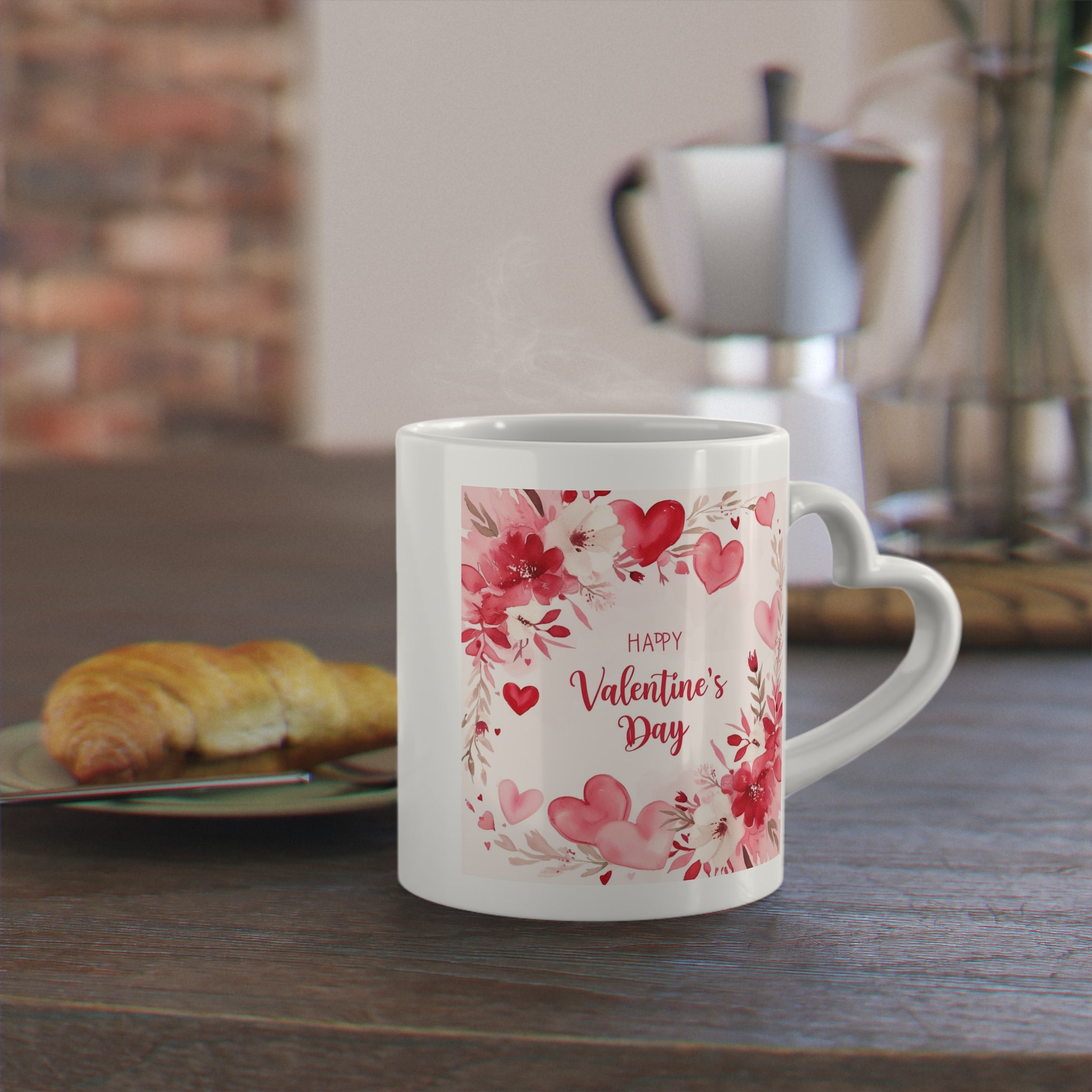 Show your love with this romantic heart-shaped mug. Perfect Valentine's Day gift for loved ones. Beautiful design, quality ceramic. Express your love!