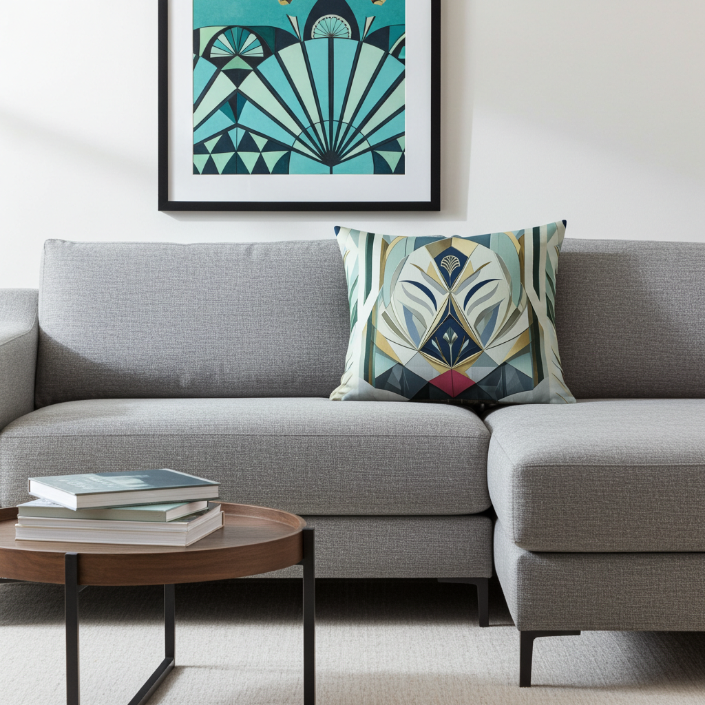 Teal Modern Premium Pillow - Luxurious Art Deco Home Decor | Free Fashion Spirit