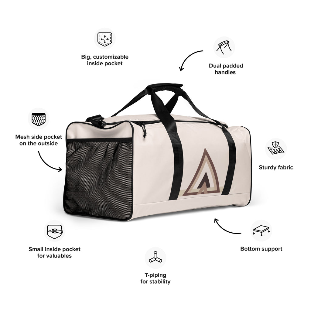 Triangles Duffle Bag Beige - Geometric Pattern Travel Bag