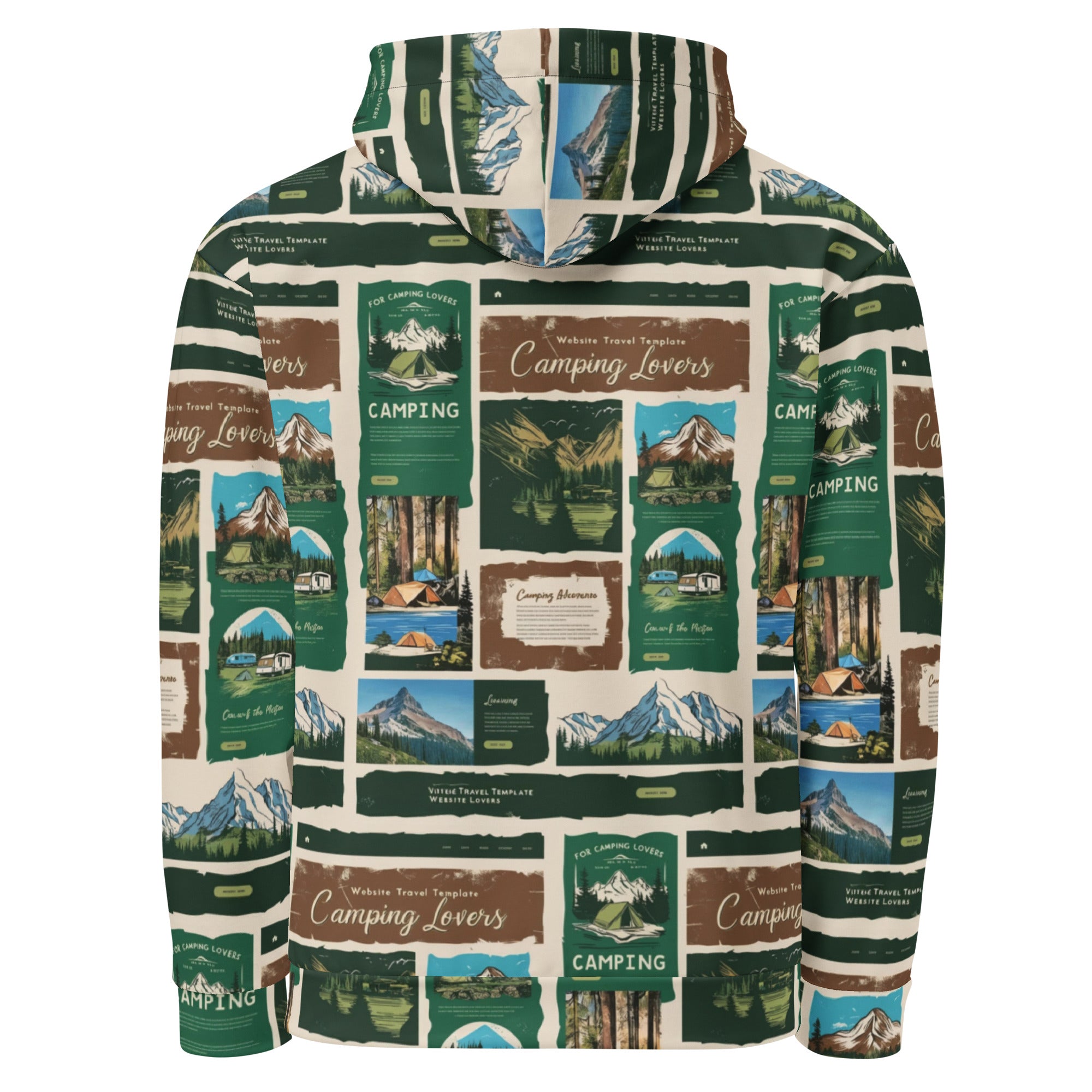 Sweat à capuche pour les amoureux du camping - Imprimé montagne et nature | Vert forêt recyclé | Aventure en plein air