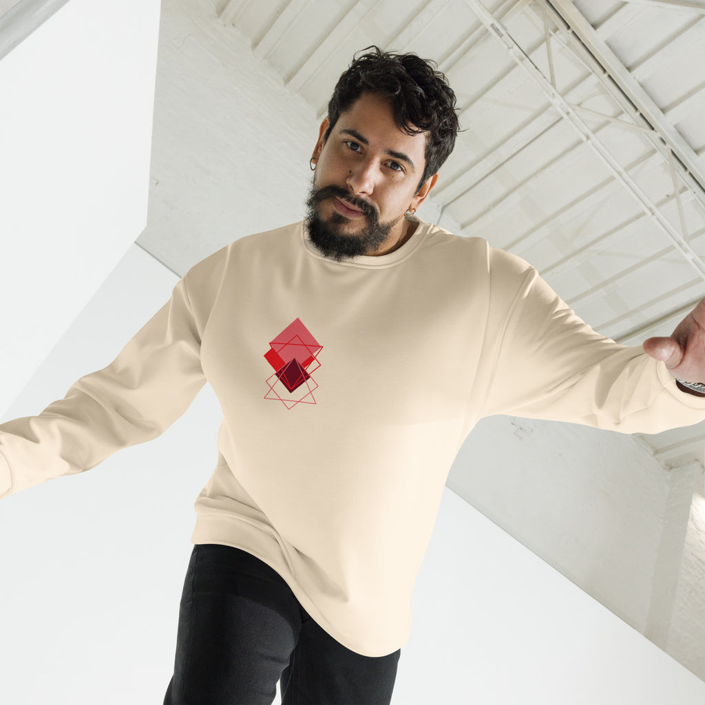Red Squares Unisex Sweatshirt - Geometric Pattern Comfort Wear
