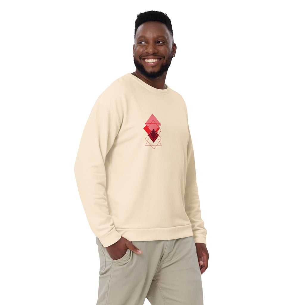 Red Squares Unisex Sweatshirt - Geometric Pattern Comfort Wear