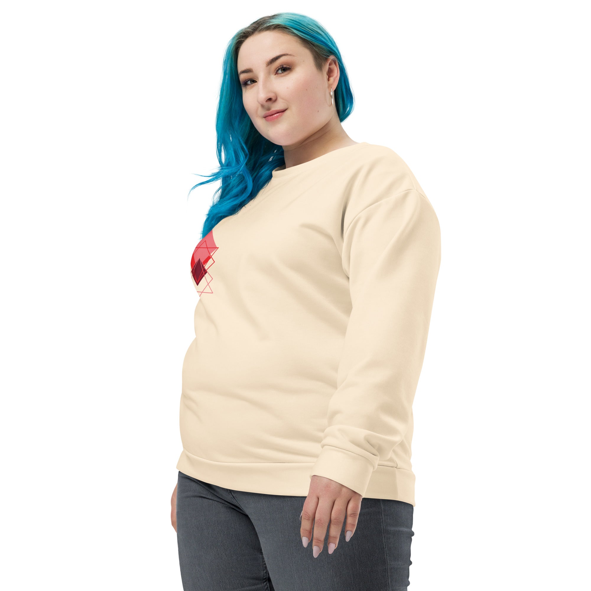 Red Squares Unisex Sweatshirt - Geometric Pattern Comfort Wear