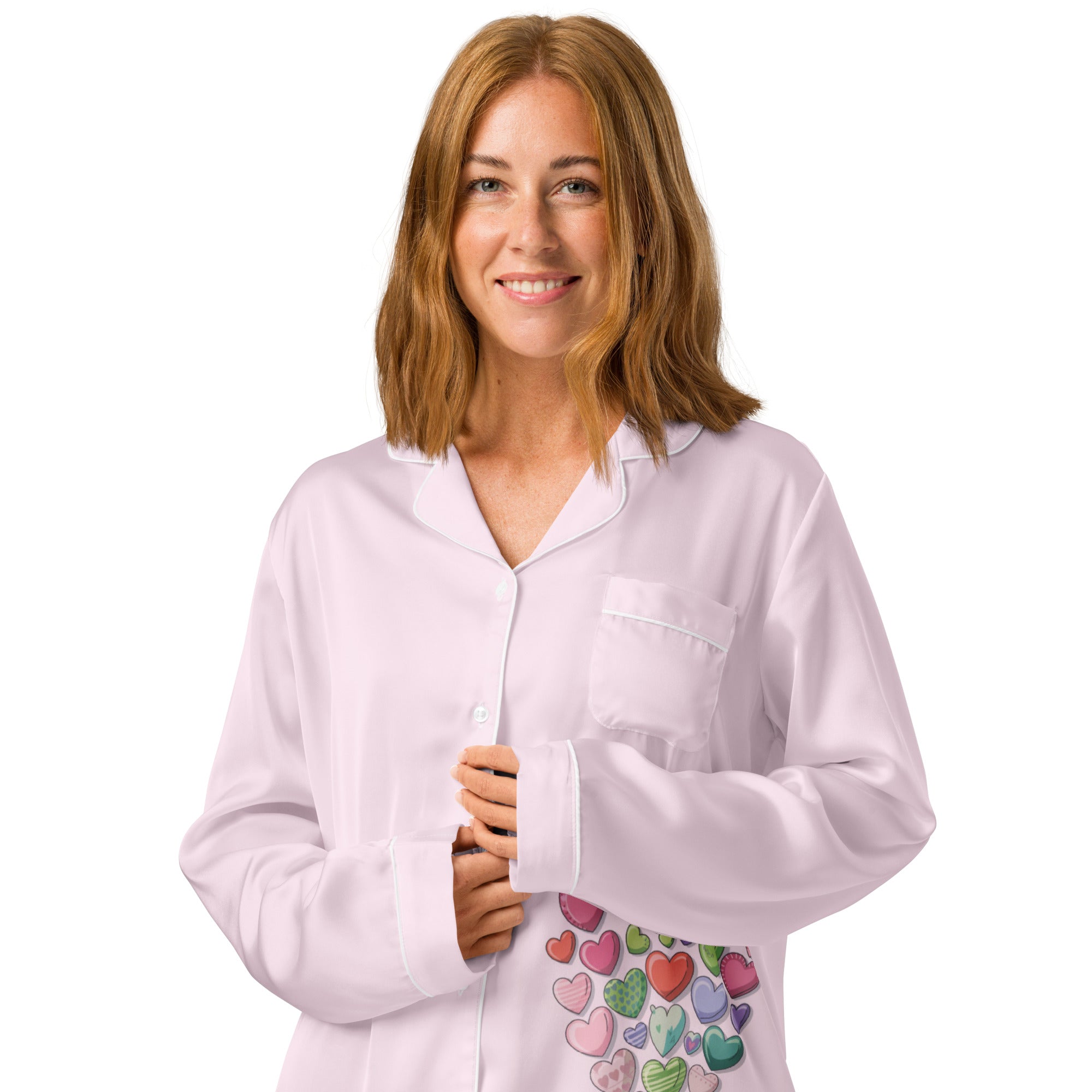 Hearts Women's Long Sleeve Pajama Top - Romantic Sleepwear