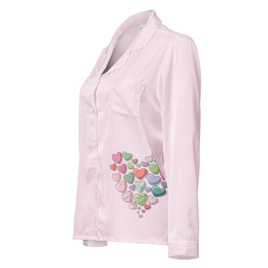 Hearts Women's Long Sleeve Pajama Top - Romantic Sleepwear
