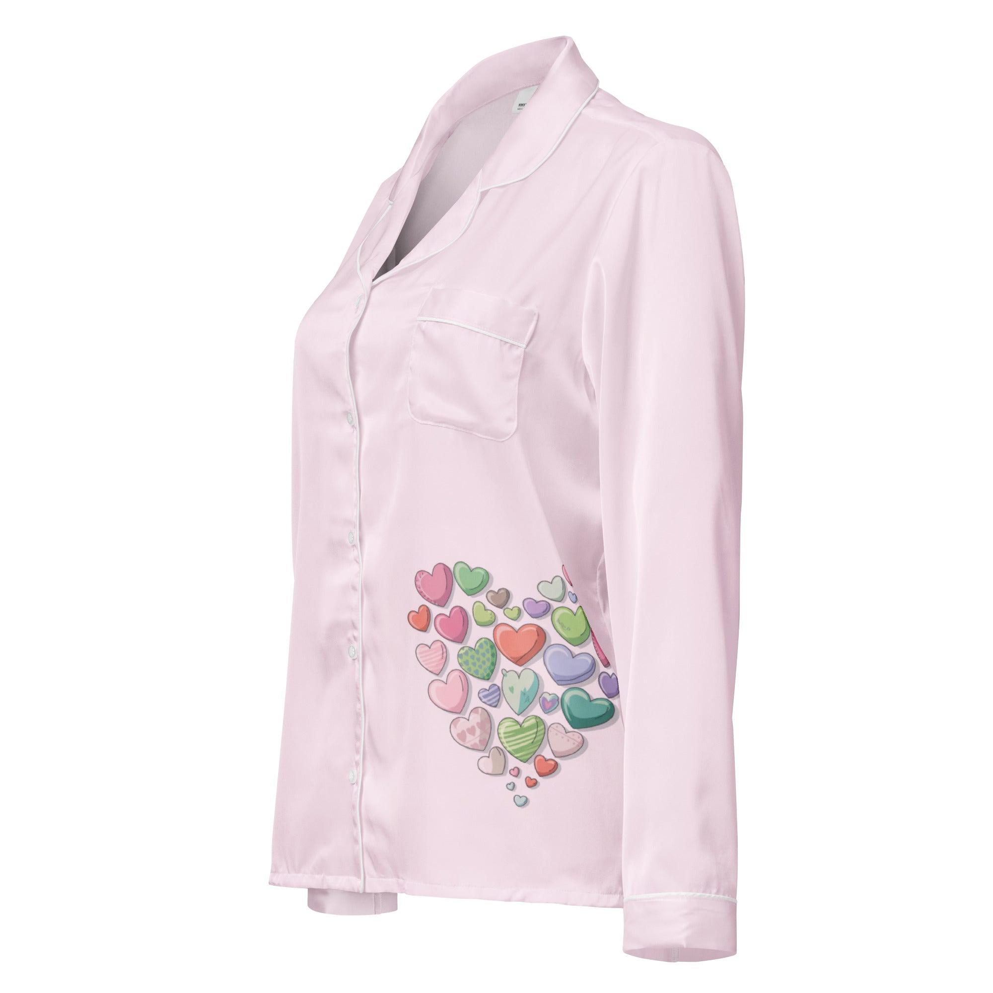 Hearts Women's Long Sleeve Pajama Top - Romantic Sleepwear