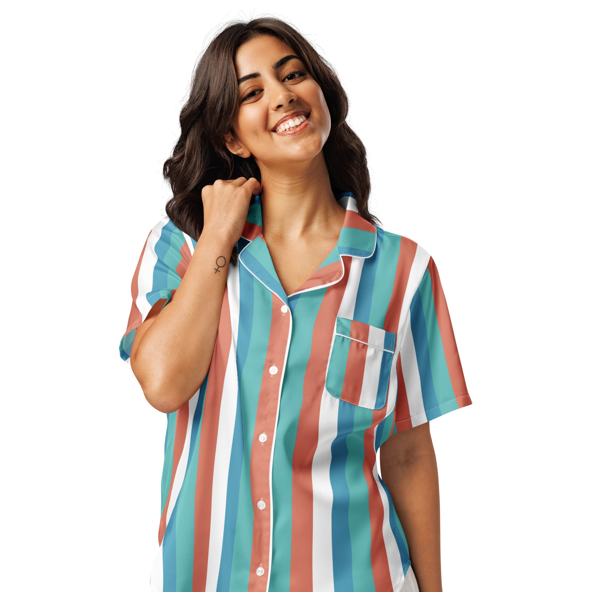 Women's Striped Pajama Top - Short Sleeve Comfortable Sleepwear