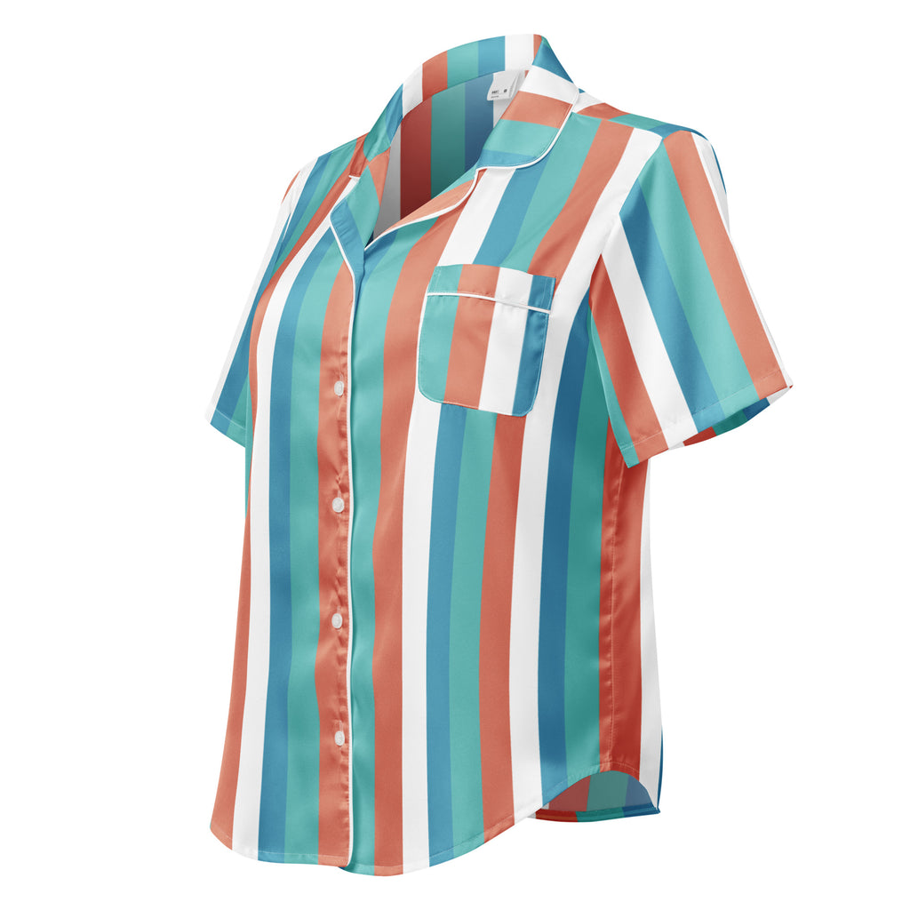 Women's Striped Pajama Top - Short Sleeve Comfortable Sleepwear