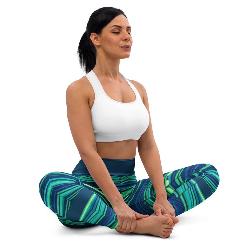 Green and Blue Yoga Leggings - Vibrant Activewear