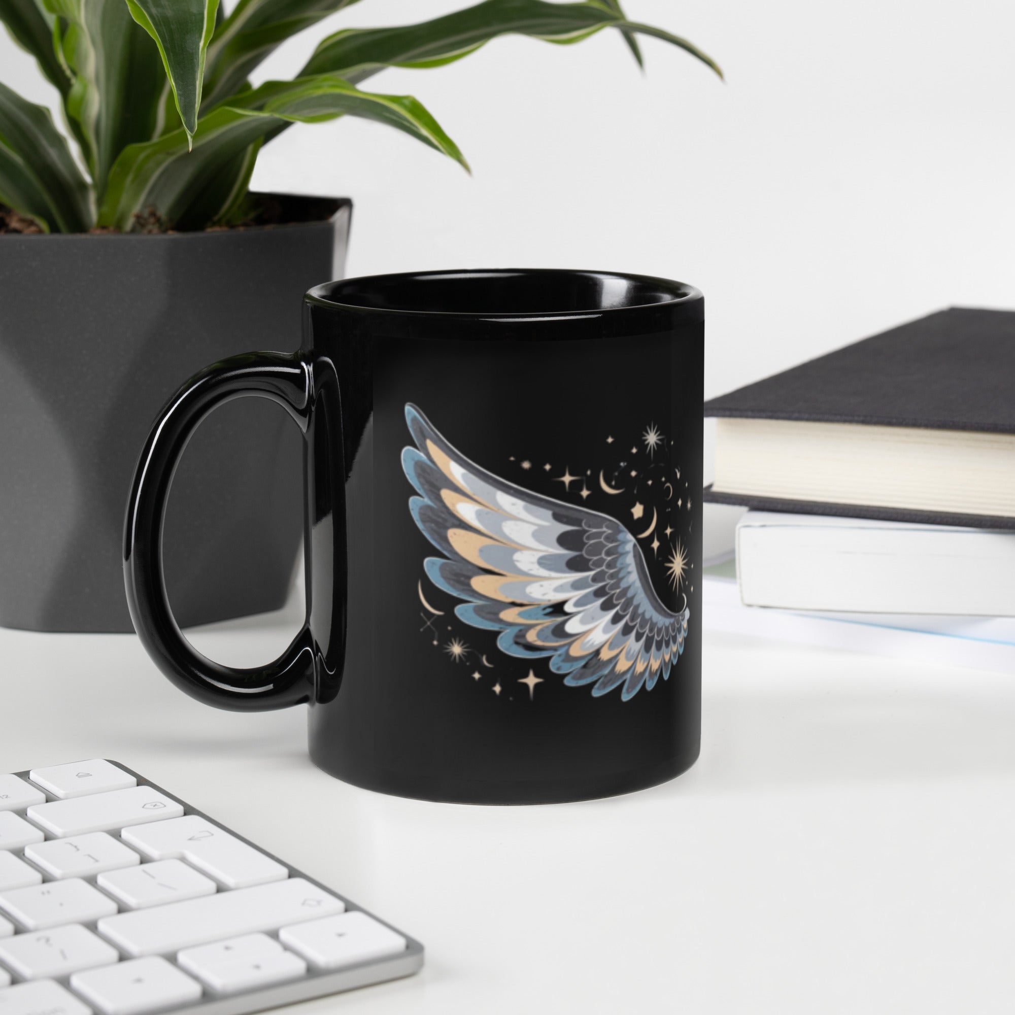  Black Night Wing Mug - Spiritual Angel Coffee Cup