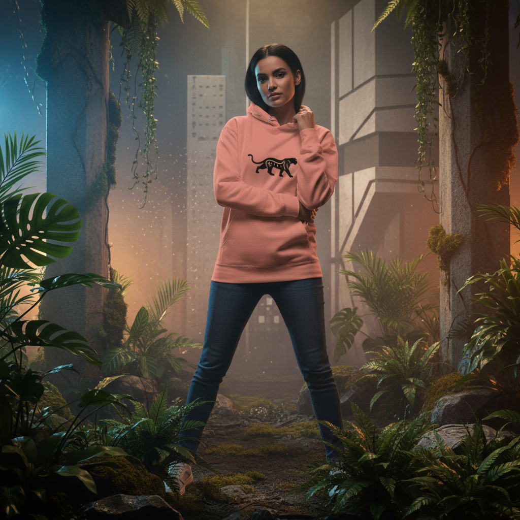 Felpa con cappuccio unisex Black Cat - Felpa comoda con stampa animalier | Free Fashion Spirit