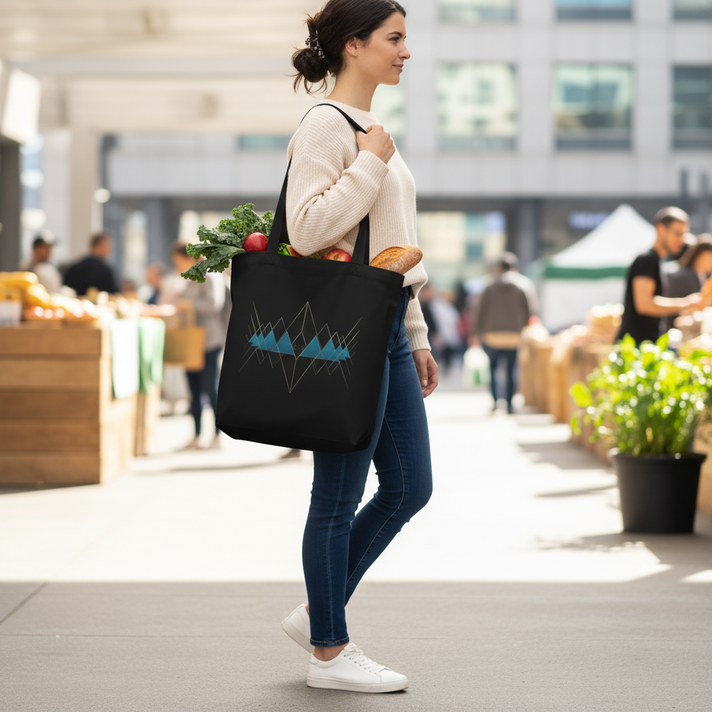 Blue Triangles Eco Tote Bag Lifestyle