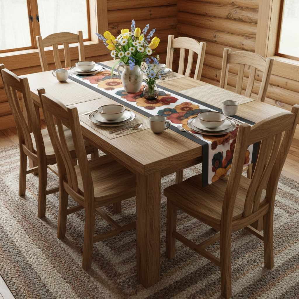 Bright cabin with black trim runner