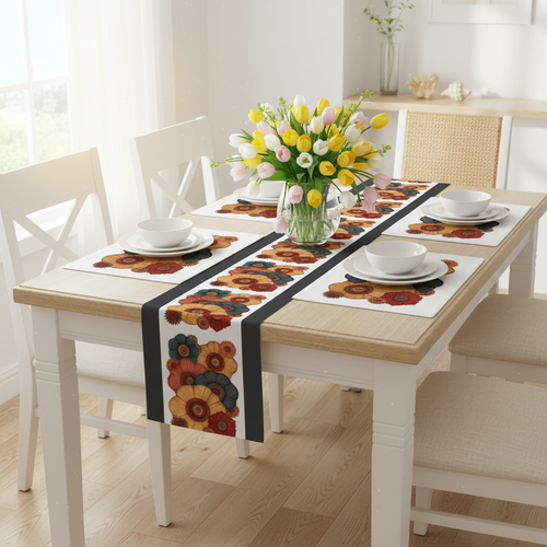 Bright spring dining with tulips and daffodils