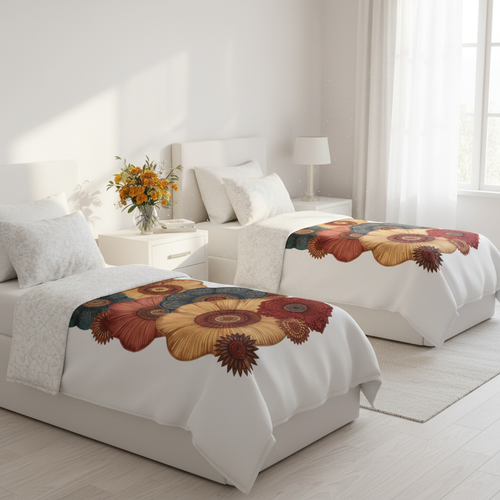 Bright white bedroom with twin XL duvet