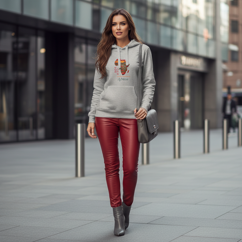 Carbon grey Africa hoodie red leather pants grey boots bag edgy luxury