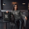 Carbon grey wolf sweatshirt black leather pants wolf tote bag luxury cafe