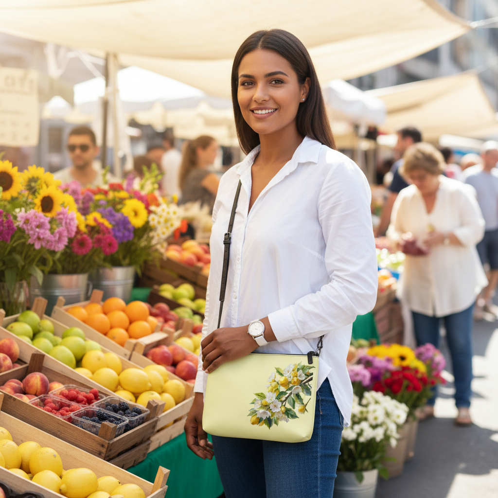 Borsa a tracolla Lemon - Borsa multiuso con motivo a agrumi