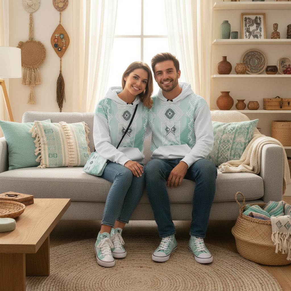 Sweat à capuche unisexe à motif tribal