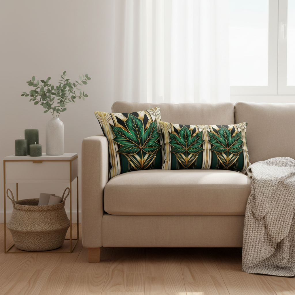 Cozy living room with geometric pillows