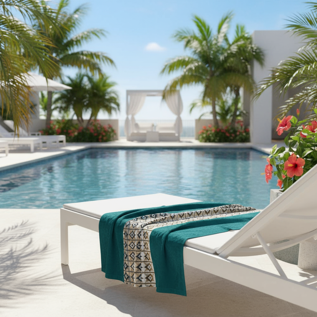 Asciugamano da spiaggia geometrico verde scuro | Free Fashion Spirit