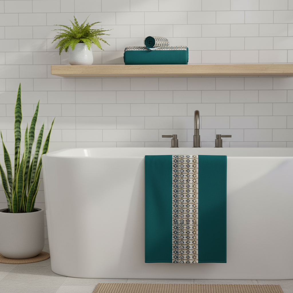 Serviette de plage géométrique vert foncé | Esprit libre et mode