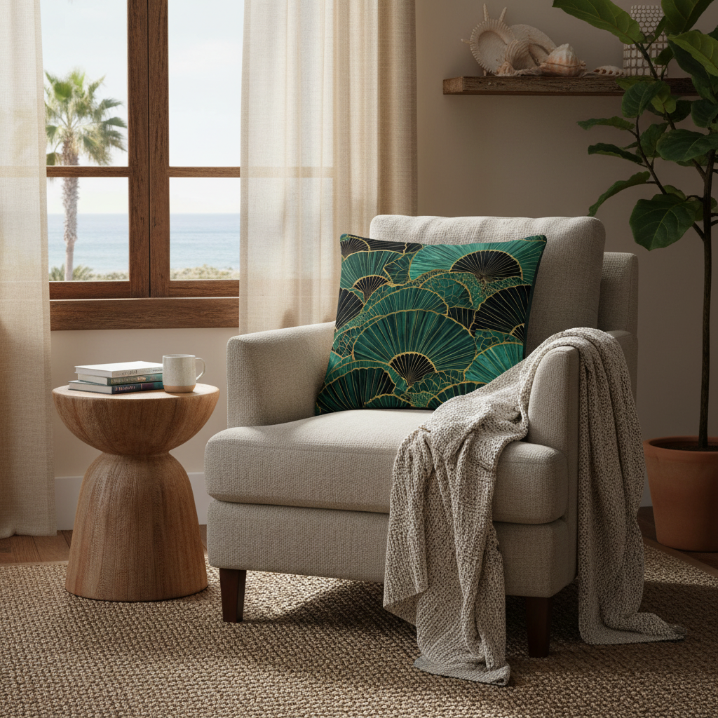 Decorative pillow on armchair