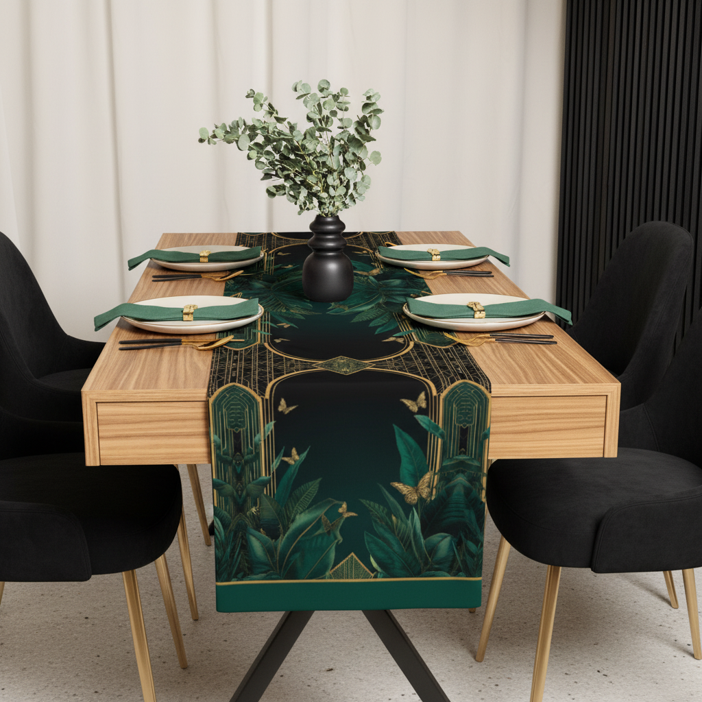 Dining table with Emerald Plants runner exact design