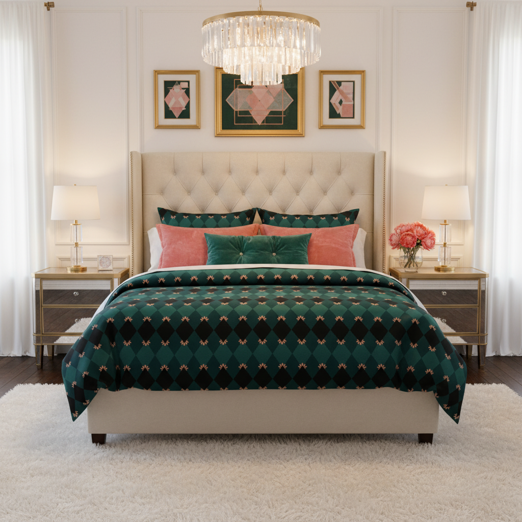 Housse de couette Emerald Mosaic Bloom