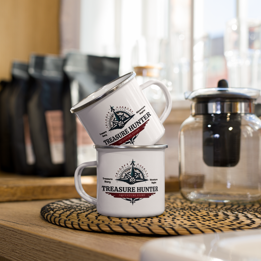 Treasure Hunter Enamel Mug - Adventure Coffee Cup