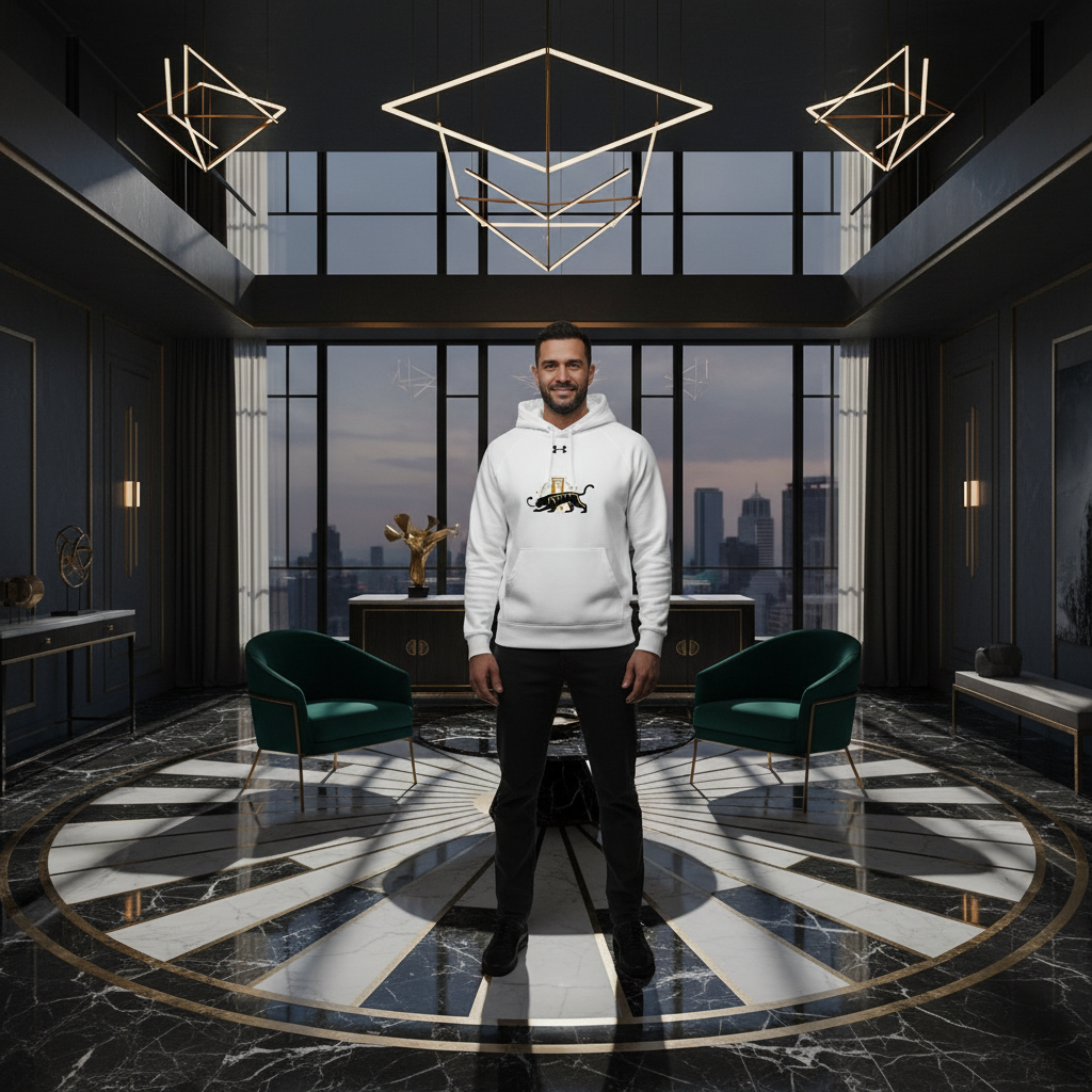 Freedom Hoodie Lifestyle - Man in Exceptional Art Deco Space