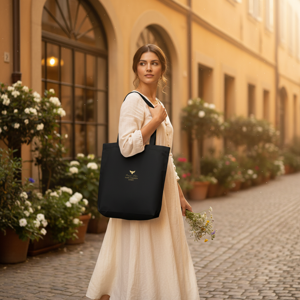 Golden Bird Eco Tote Bag Lifestyle 2