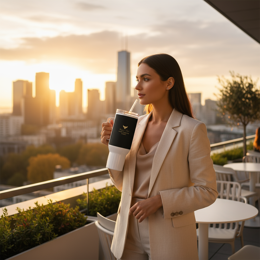 Golden Bird Travel Mug Lifestyle