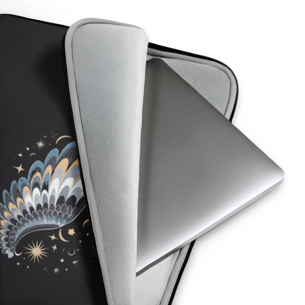 black laptop sleeve with wing motive