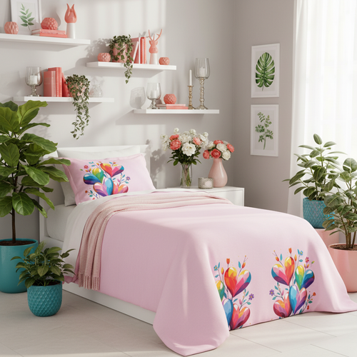 Luxurious sunny botanical bedroom with single twin bed