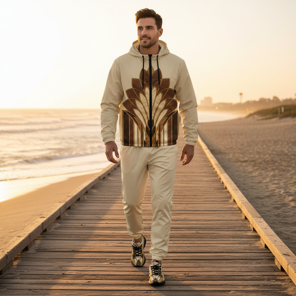 Man in Botanical Set on Beach Boardwalk – Black Sole