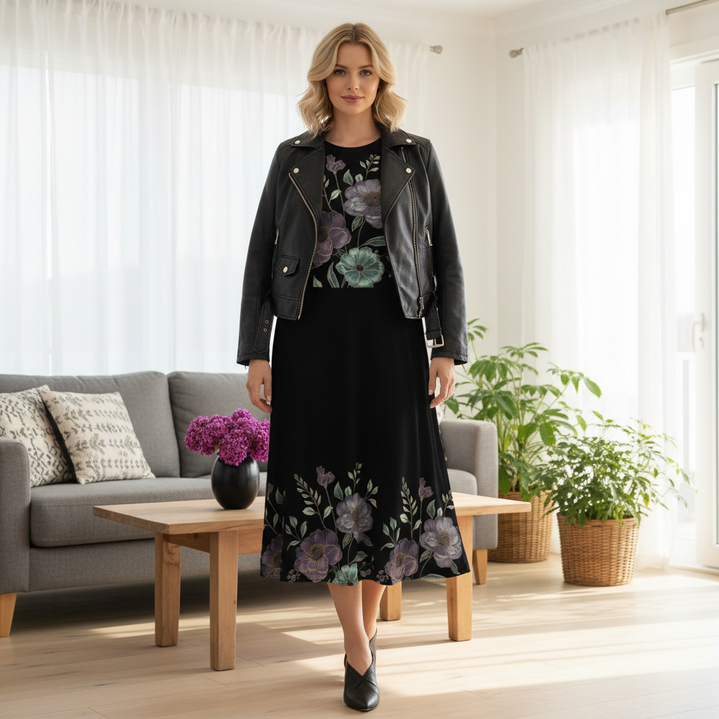 Modern Blonde with Black Leather Jacket