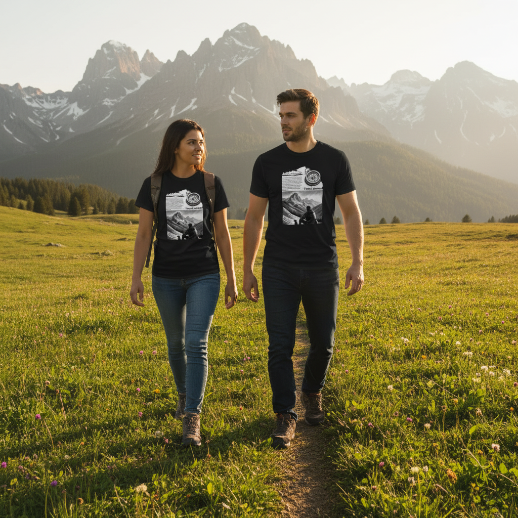Mountains Couple Black Trekking