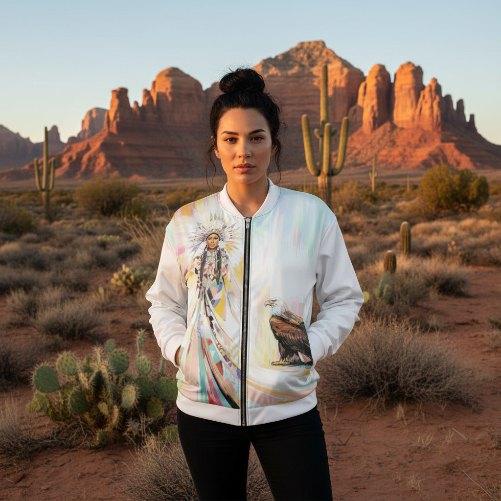 Giubbotto bomber da donna nativa americana - Arte culturale unisex