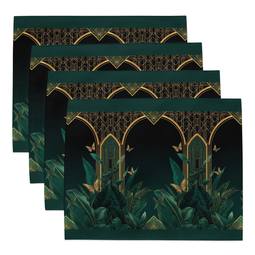 Dining table with Emerald Plants placemats set