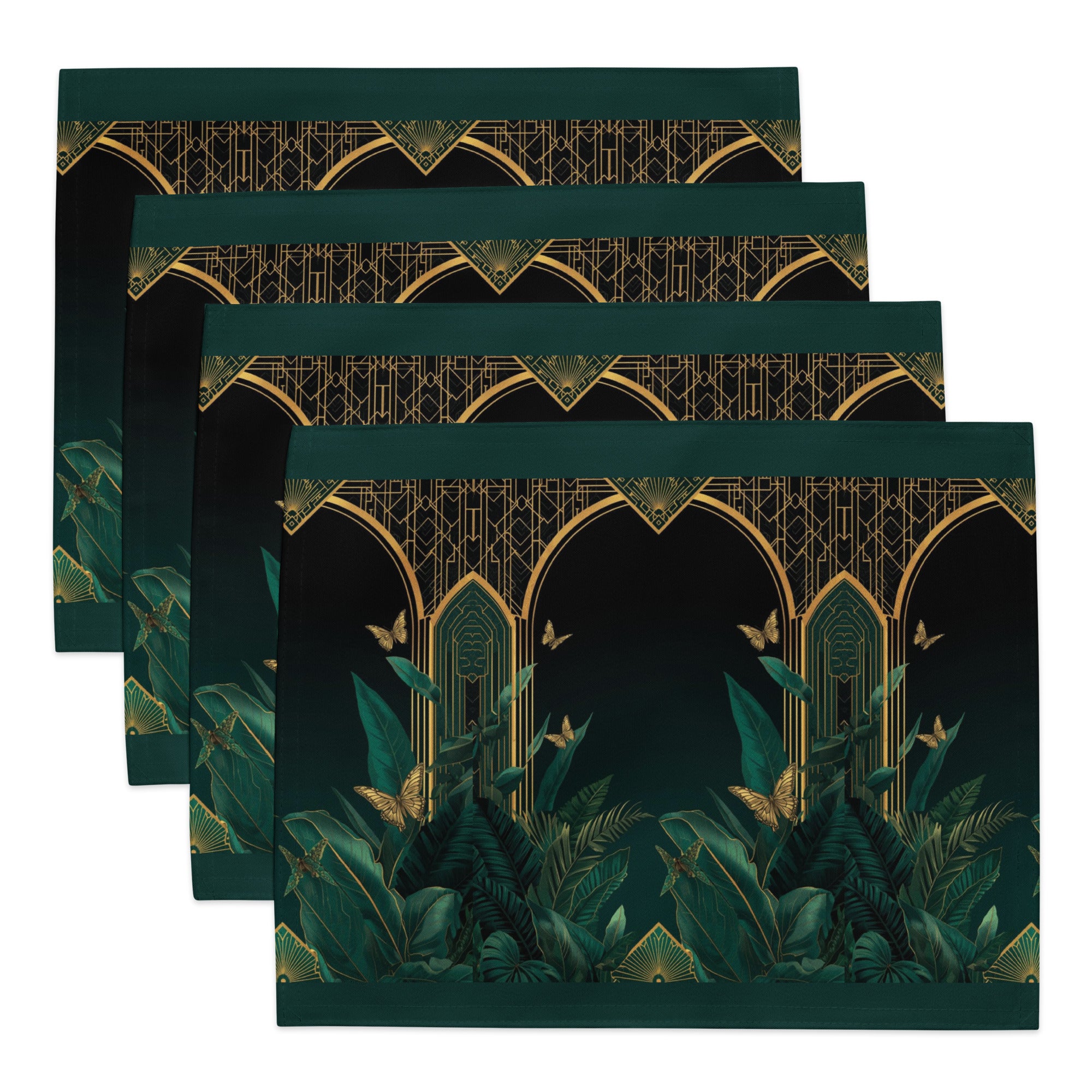 Dining table with Emerald Plants placemats set