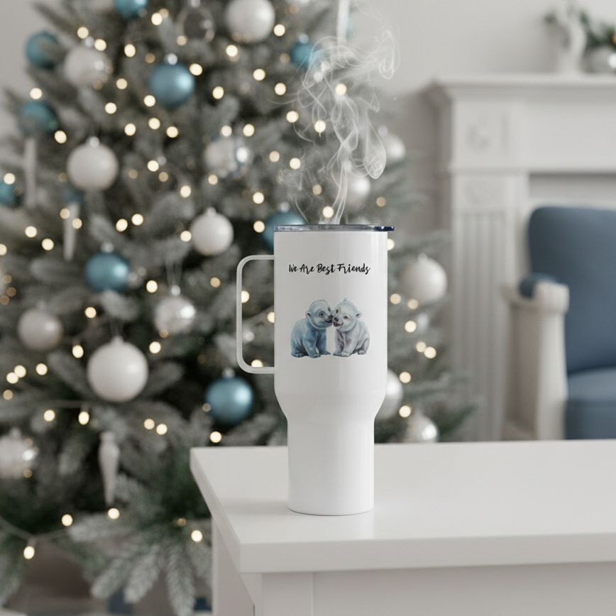 Polar Bears Travel Mug Christmas Tree