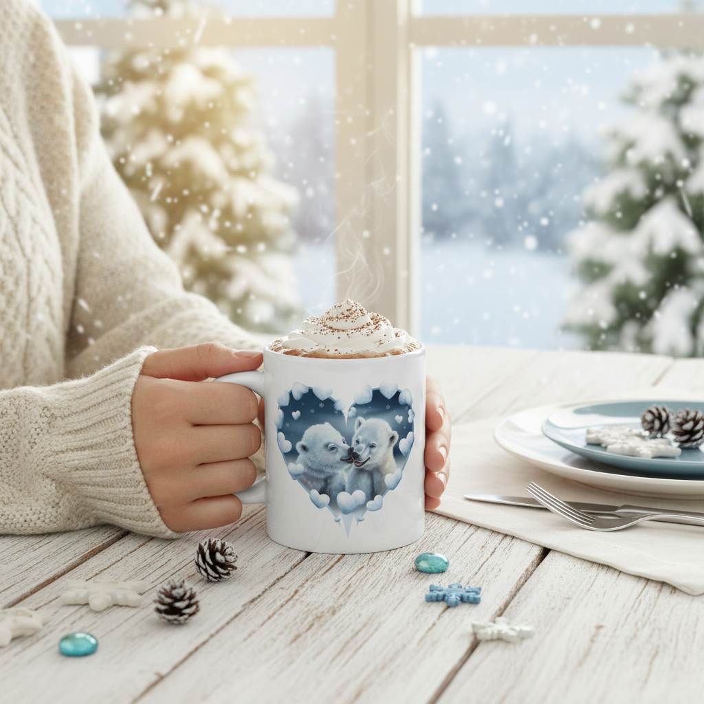 Mug blanc brillant Ours polaires