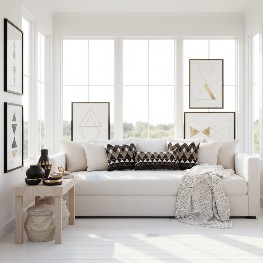 Radiant sunroom with geometric decor