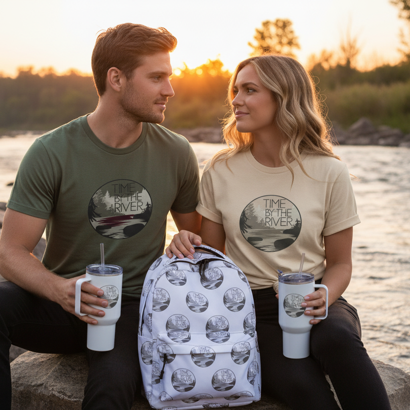 Romantic couple by the river 