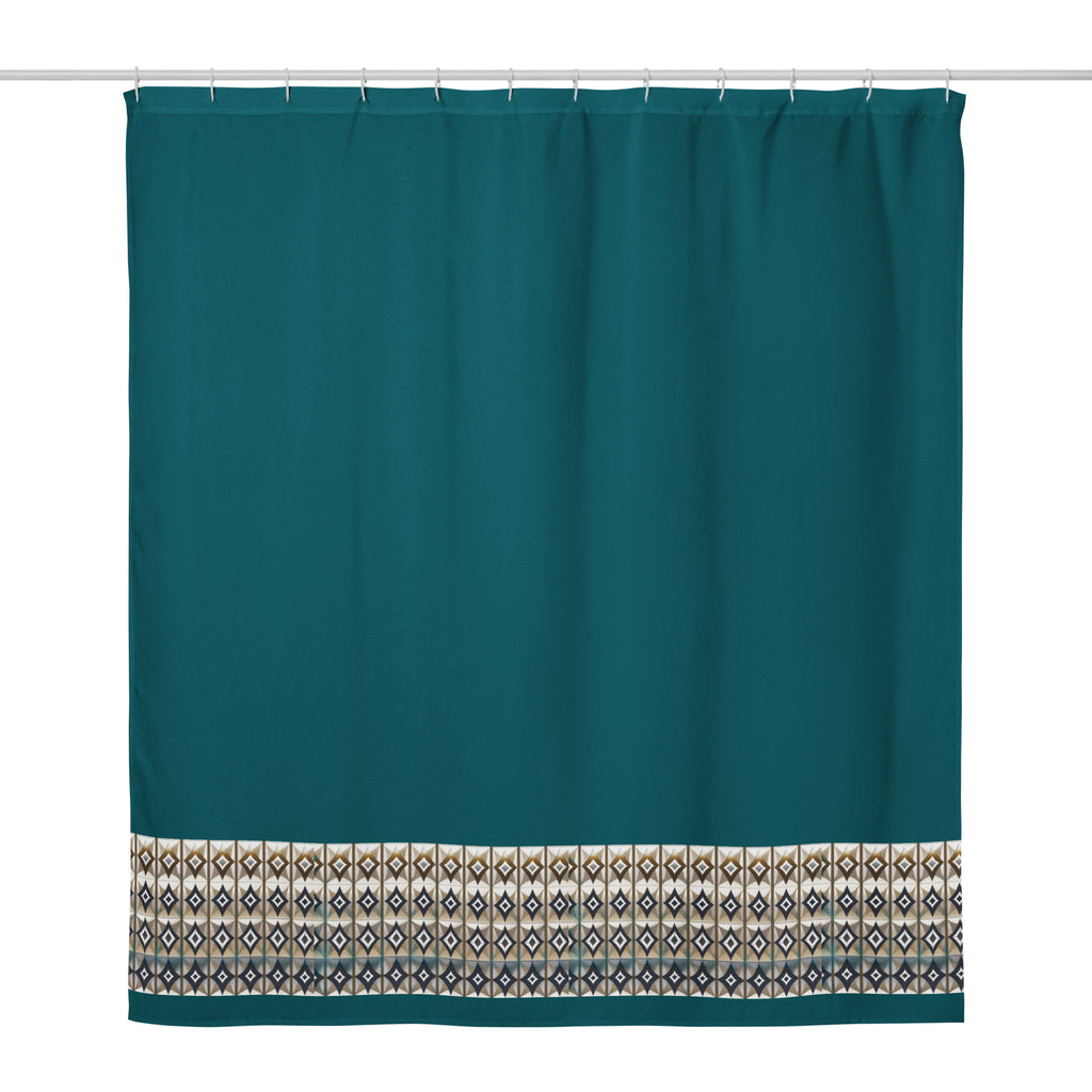  Dark Green Geometric Shower Curtain