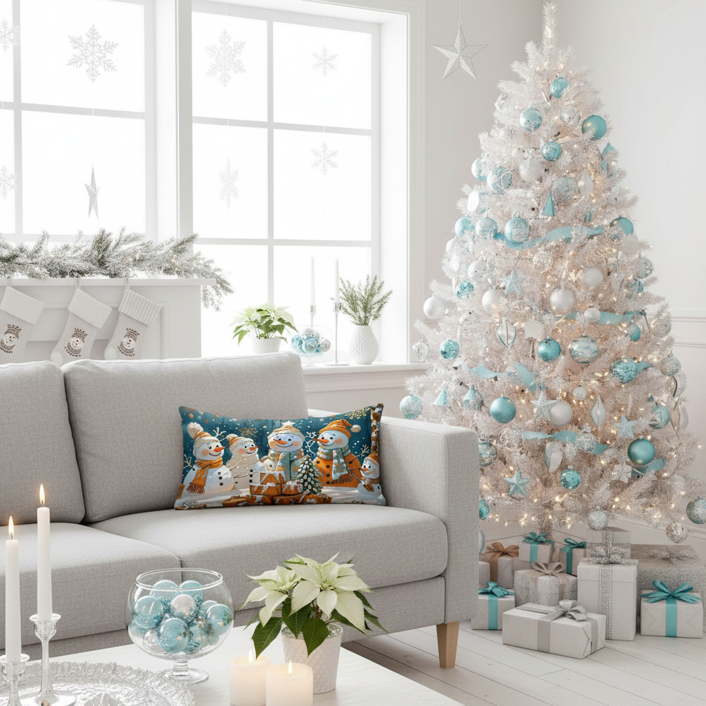 Coussin Bonhomme de Neige - Décoration de Noël festive